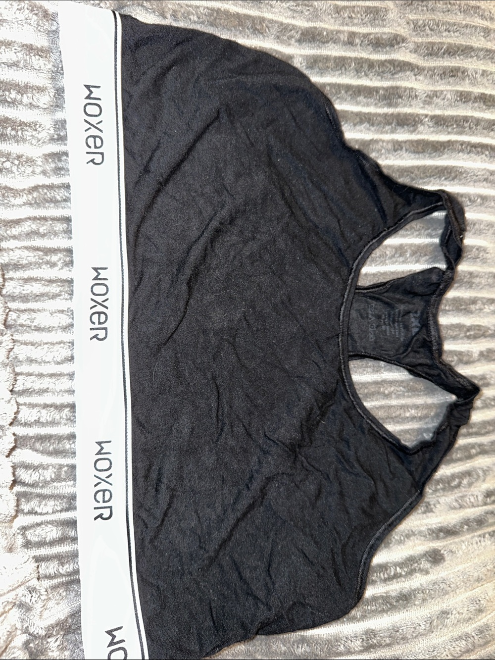 Woxer Black Sports Bra with White Logo Band